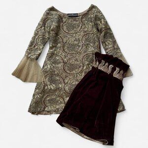 Gold and Maroon 2-Piece Shalwar Kameez